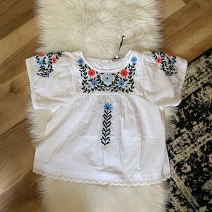 English Factory Embroidered Floral Blouse NWT